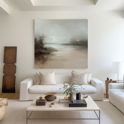 Large Beige Abstract Painting Landscape Abstract Art On Canvas Modern Earth Tone Painting Wall Decor