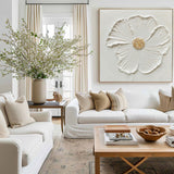 3D White Flower Abstract Painting Minimalist Abstract Art On Canvas Modern Flower Painting Painting For livingroom