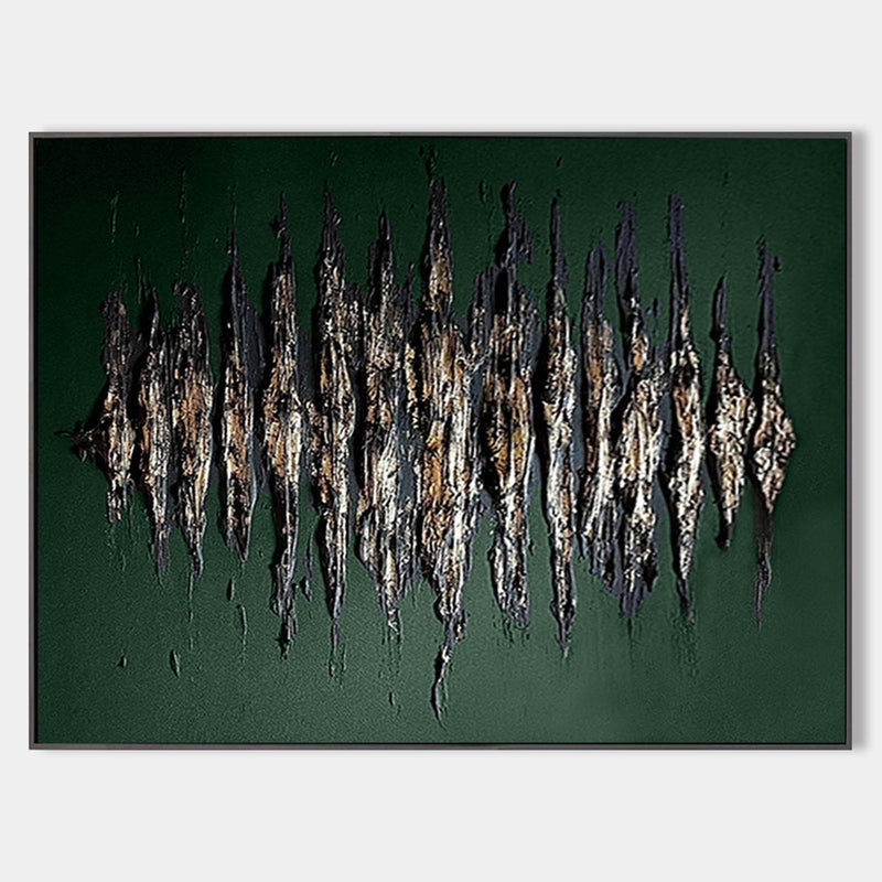 Green And Gold Abstract Painting Plaster Canvas Wall Art Modern Abstract Art Canvas Wall Art 