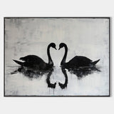 Black Swan Painting Modern Abstract Wall Art Large Canvas Art Minimalist Plaster Art For Sale