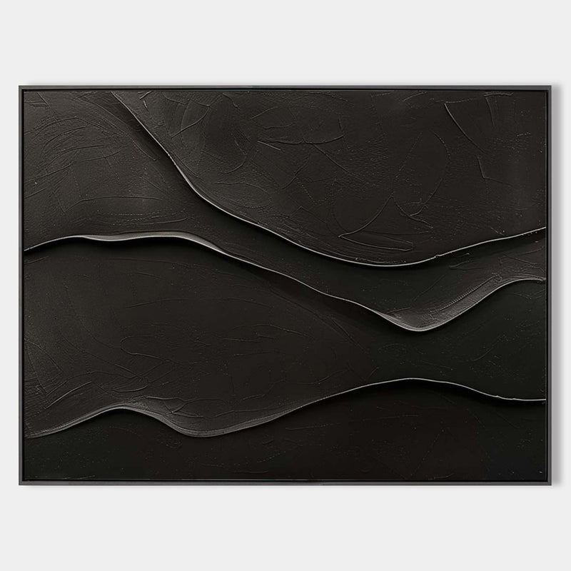 Black 3D Texture Painting Modern Minimalist Luxury Art Black Abstract Wall Art Black 3D Abstract Painting on Canvas 