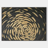 Black And Gold Minimalist Painting Modern Abstract Art Large Canvas Wall Art Horizontal Art 