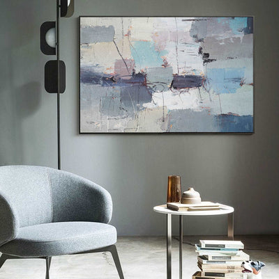 Large Abstract Coastal Canvs Acrylic Seascape Paintings Textured Abstract Painting 