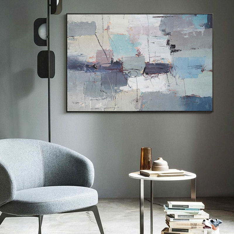 Large Abstract Coastal Canvs Acrylic Seascape Paintings Textured Abstract Painting 