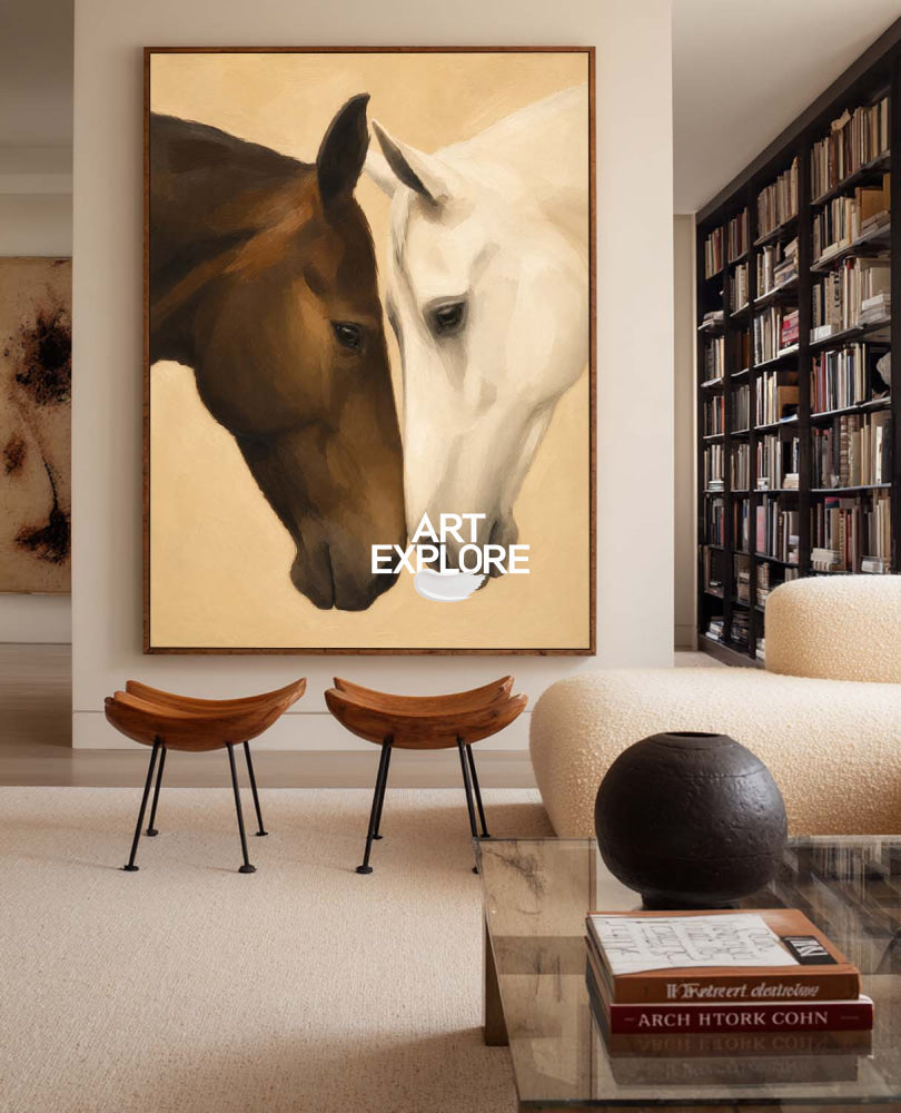 Modern Horse Painting With Textured Finish For Living Room And Office Decor