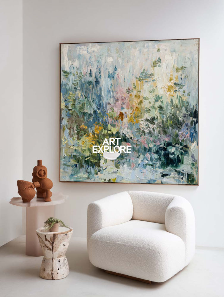 Abstract Floral Oil Painting With Impressionist Style For Modern Home Decor