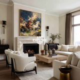 Dramatic Square Canvas Art With Galloping Horses For Entryway And Lounge Spaces