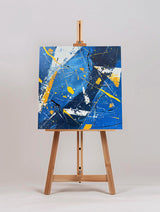Modern Abstract Blue And Yellow Wall Art Original Colorful Canvas Painting For Living RoomModern Abstract Blue And Yellow Wall Art Original Colorful Canvas Painting For Living Room