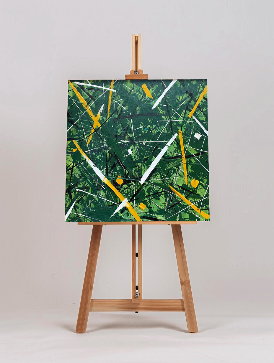 Large Green And Yellow Textured Abstract Painting Wall Art Original Artwork For Livingroom
