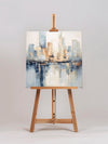 Modern Blue Skyline Canvas Wall Art Abstract Painting With Acrylic Cityscape Canvas Art Large city painting