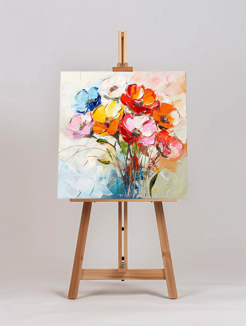 Modern Flowers Wall Art Large Colourful Painting Minimalist Apartment Decor