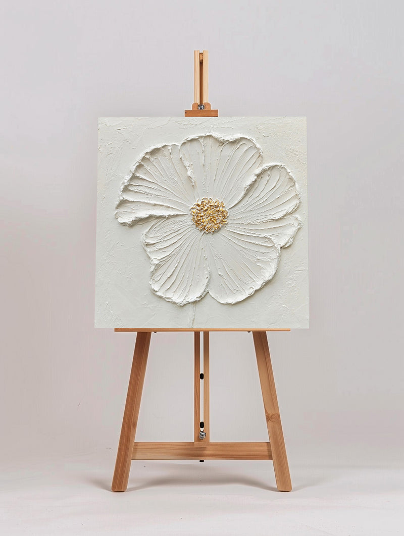 3D White Flower Abstract Painting Minimalist Abstract Art On Canvas Modern Flower Painting Painting For livingroom