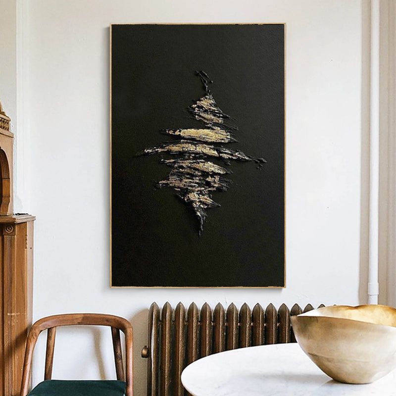 Black Gold Abstract Textured Wall Art Gold Abstract Paining Golden Textured Painting