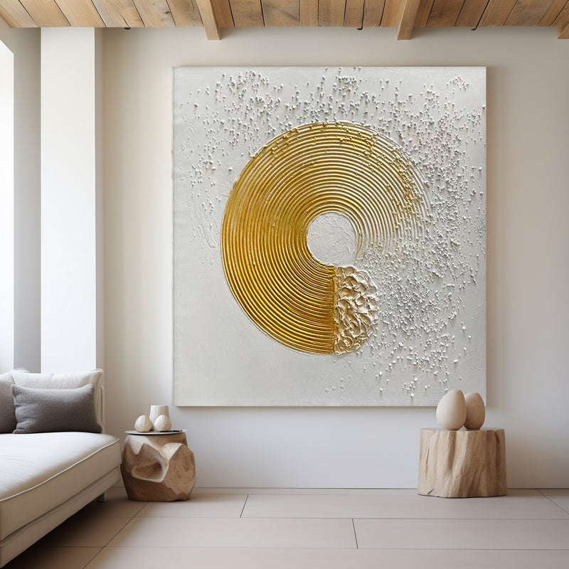 Yellow And White Abstract Art Painting Minimalist Wall Art Framed Canvas Art | Artexplore