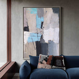 Blue Grey Abstract Geometric Painting For Sale, Geometric Acrylic Painting, Modern Abstract Art