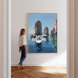 Abstract Seascape Art With Textured Rocks And Calm Blue Water For Office Decor