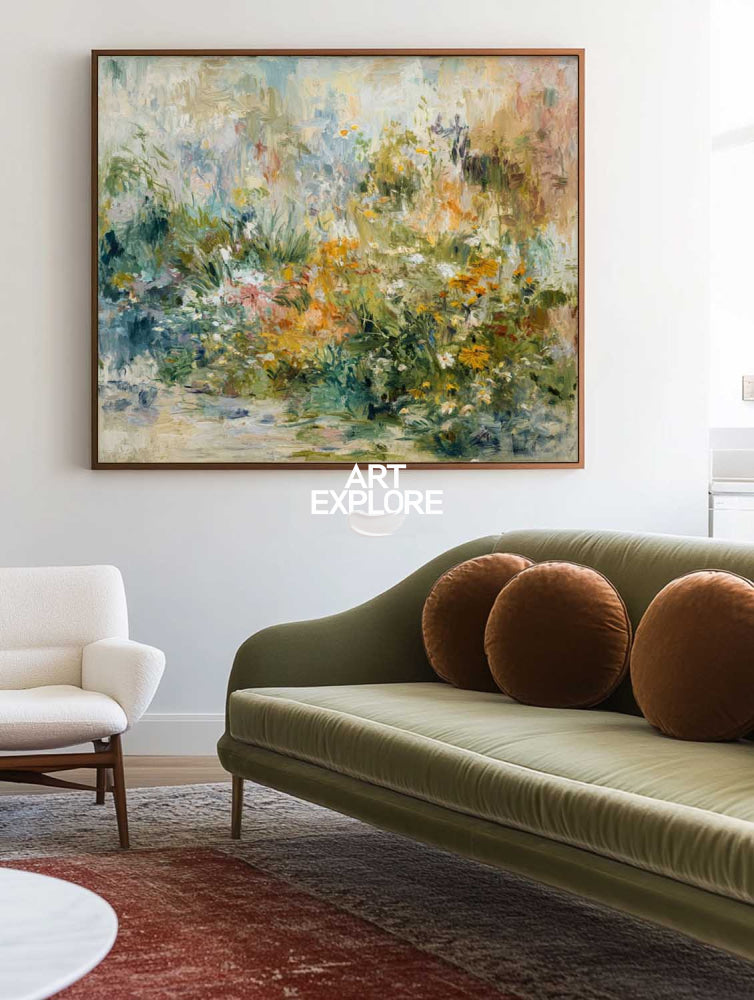 Contemporary Abstract Wildflower Painting Original Oil And Acrylic Art For Modern Living Room Decor