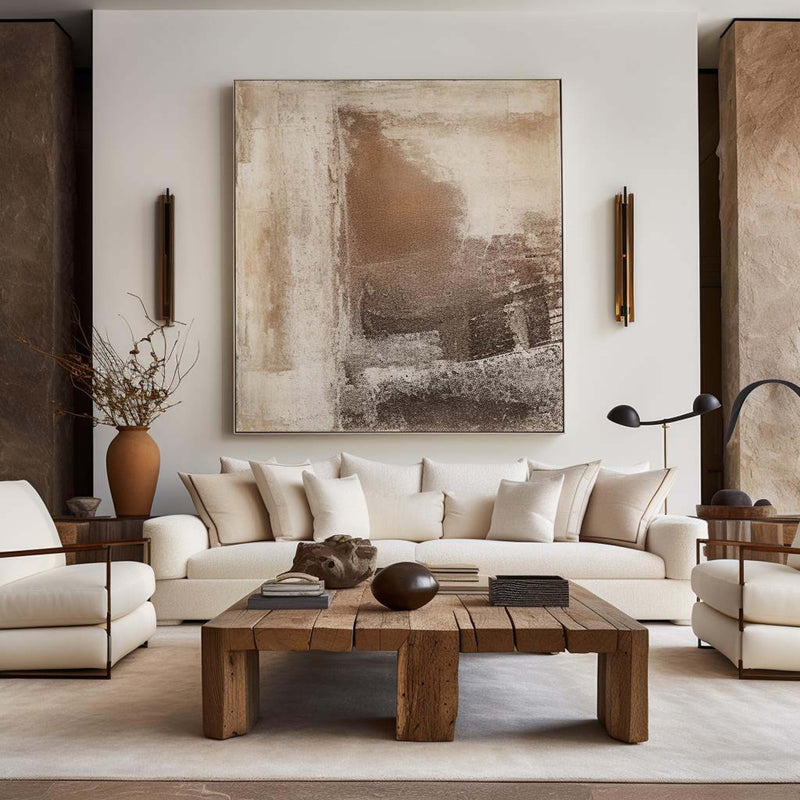 Brown Minimalist Abstract Art On Canvas Modern Painting Abstract Painting For livingroom