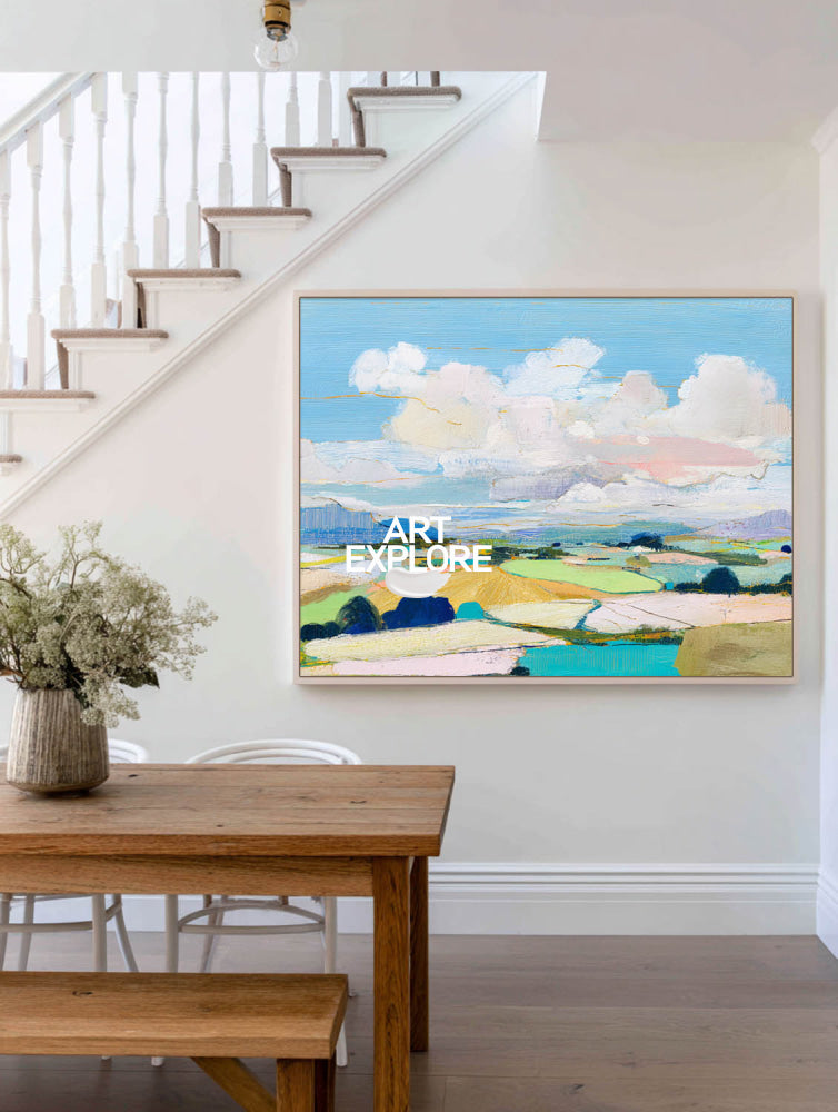 Large Horizontal Field Artwork With Blue Sky For Office And Lounge Areas