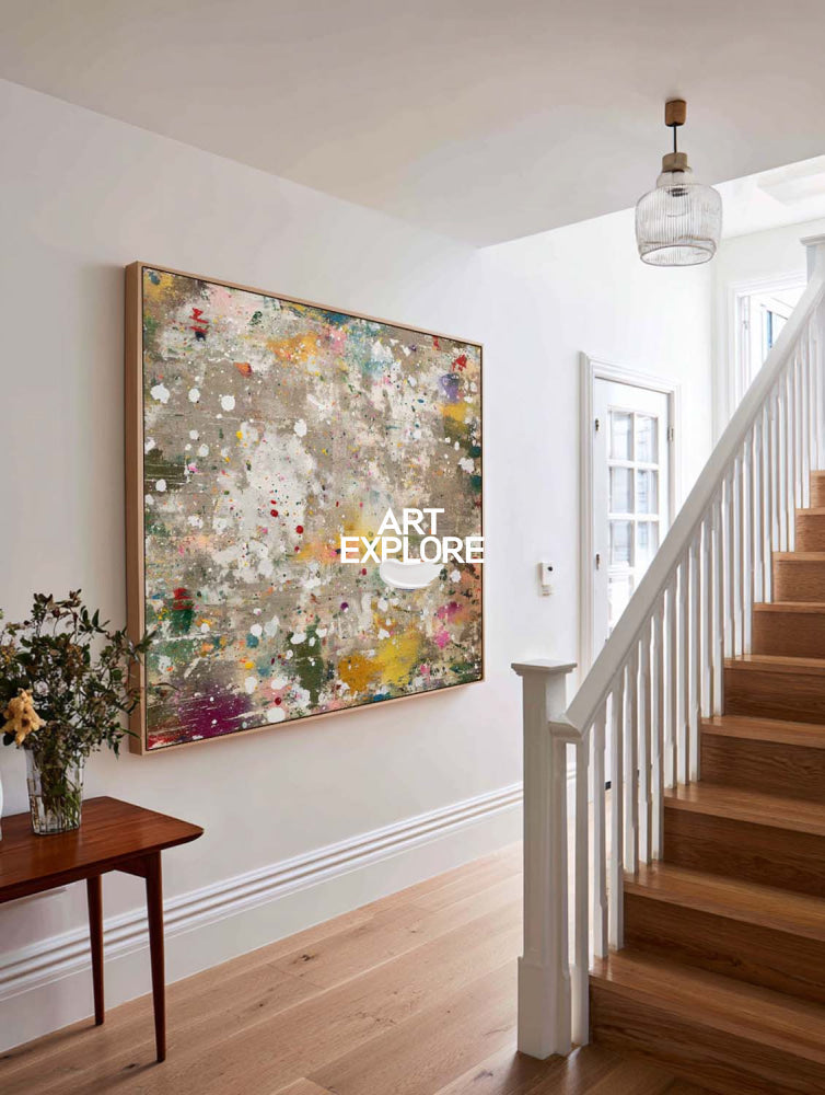 Vibrant Abstract Art With Colorful Mosaic Texture For Modern Living Room Decor