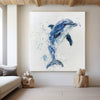 Large Original Abstract Blue Dolphin Oil Painting On Canvas Modern Animal Dolphin Art Wall Art Minimalist Apartment Baby Room Decor