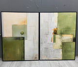 Wabi-sabi Green Abstract Art, Green Minimalist Painting, Eclectic Textured Canvas Wall Art 