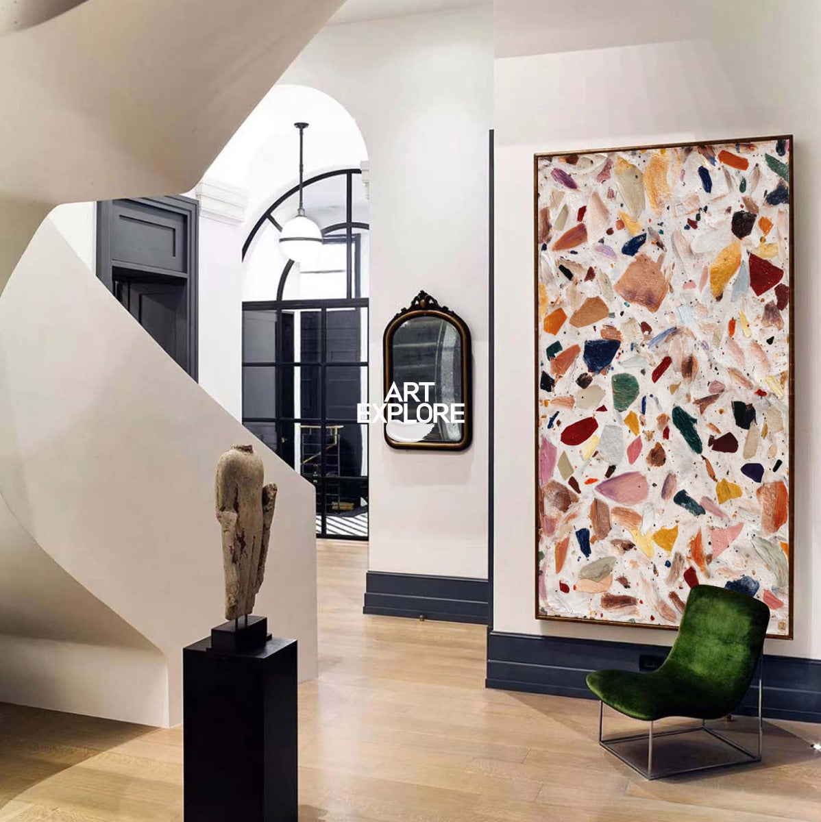 Modern Abstract Mosaic Art With Textured Colorful Fragments For Contemporary Home Decor