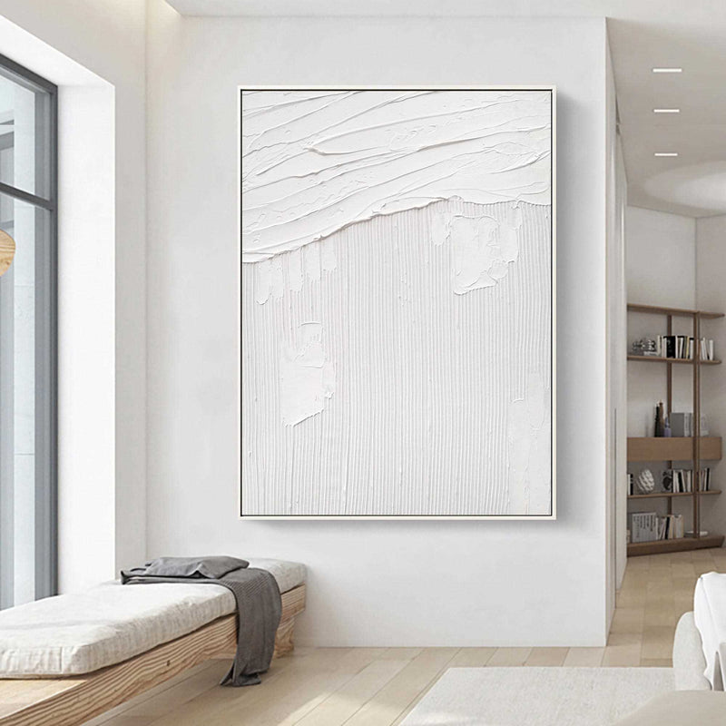 Large Textured White Painting Extra Large Plaster White Painting Art White Minimalist Abstract Painting White wall painting