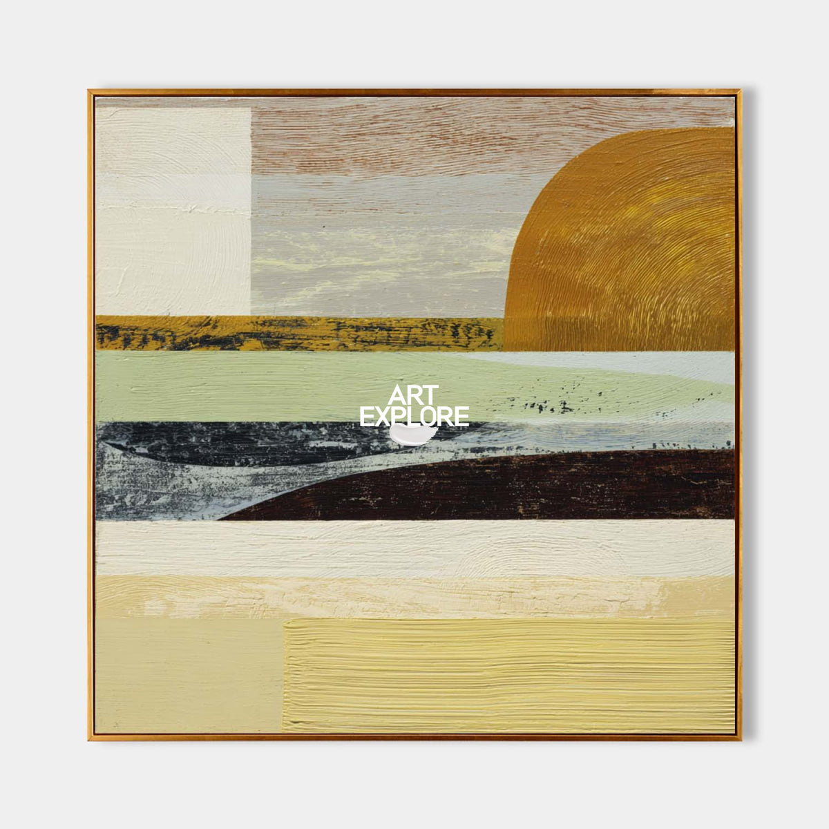 Minimalist Square Wall Art In Earth Tones For Elegant Living Room Design