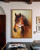 Abstract Brown Horse Painting Original Art For Living Room Decor