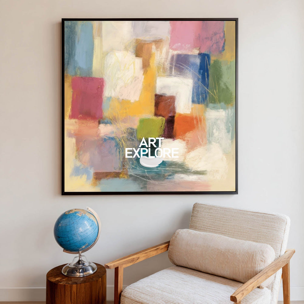 Colorful Square Canvas Art Perfect For Living Room And Office Wall Decor