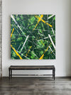Modern Green And Yellow Abstract Wall Art Minimalist Painting on Canvas For Livingroom