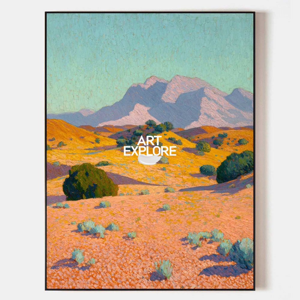 Textured Desert Mountain Painting For Modern Living Room Wall Decor
