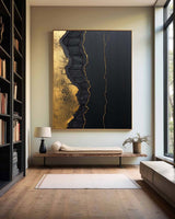 Abstract Black And Gold Canvas Wall Art Black And Gold Modern Artwork Expensive Modern Art