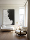 Black And White Abstract Painting, Black White Minimalist Painting, Black White Canvas Wall Art