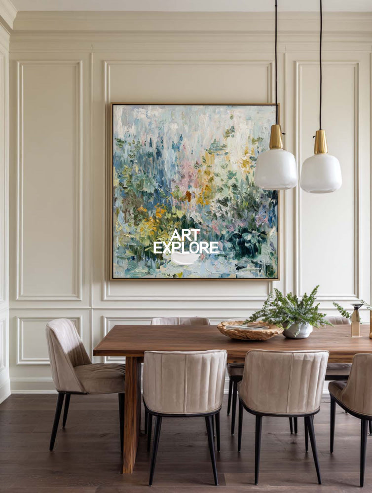 Abstract Floral Oil Painting With Impressionist Style For Modern Home Decor