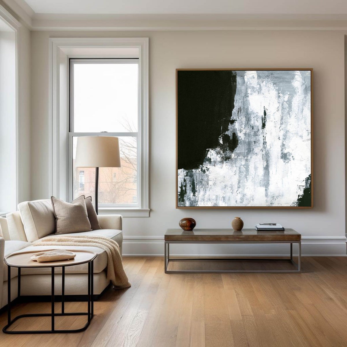 Square White Abstract Painting #ABAS08