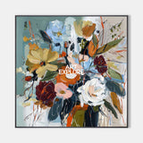 Modern Floral Bouquet Oil Painting Expressive Abstract Art On Canvas For Living Room Decor