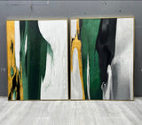 Extra Large Gold And Green Abstract Canvas Art Huge Navy Green Modern Abstract Acrylic Paitning For Livingroom