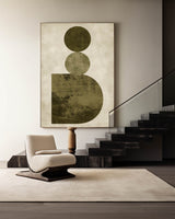 Abstract Geometric Brown And Green Painting Shape Art Painting On Canvas Luxury Home Decor