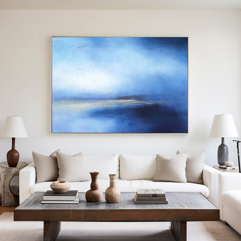 Large Blue Ocean Abstract Painting On Canvas Original Impressionist Ocean Painting