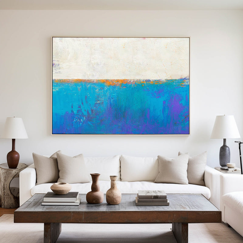abstract ocean painting ocean acrylic painting Light Blue Wall Decor