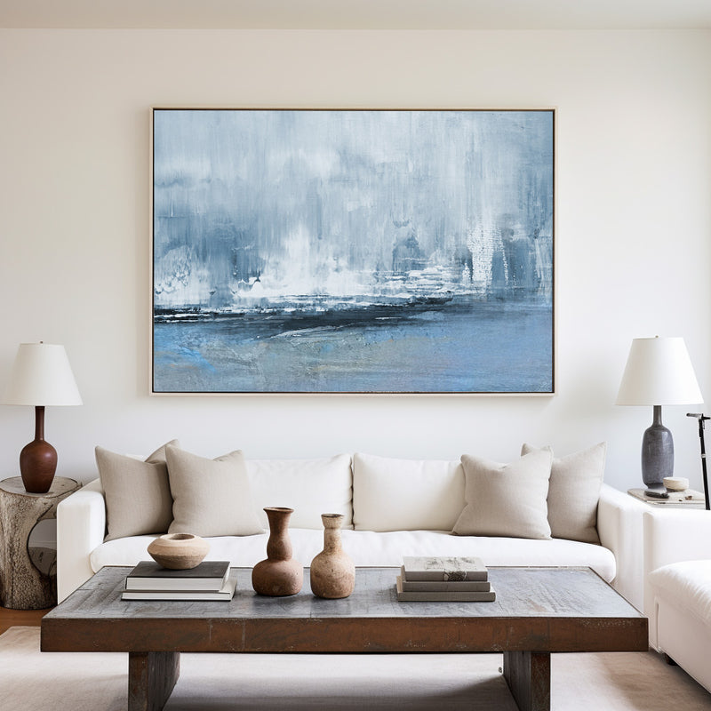 Large Abstract Coastal Canvs Acrylic Seascape Paintings Modern Landscape Wall Art Abstract Painting oversized coastal wall art