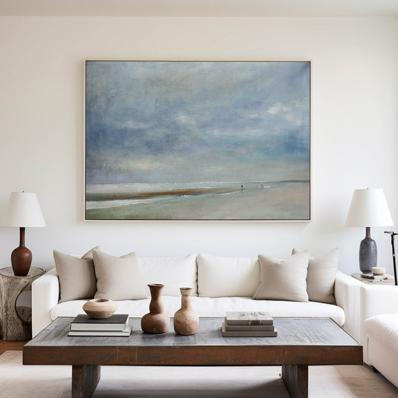 Beach Abstract Painting Large Sky And Sea Painting Seascape Painting