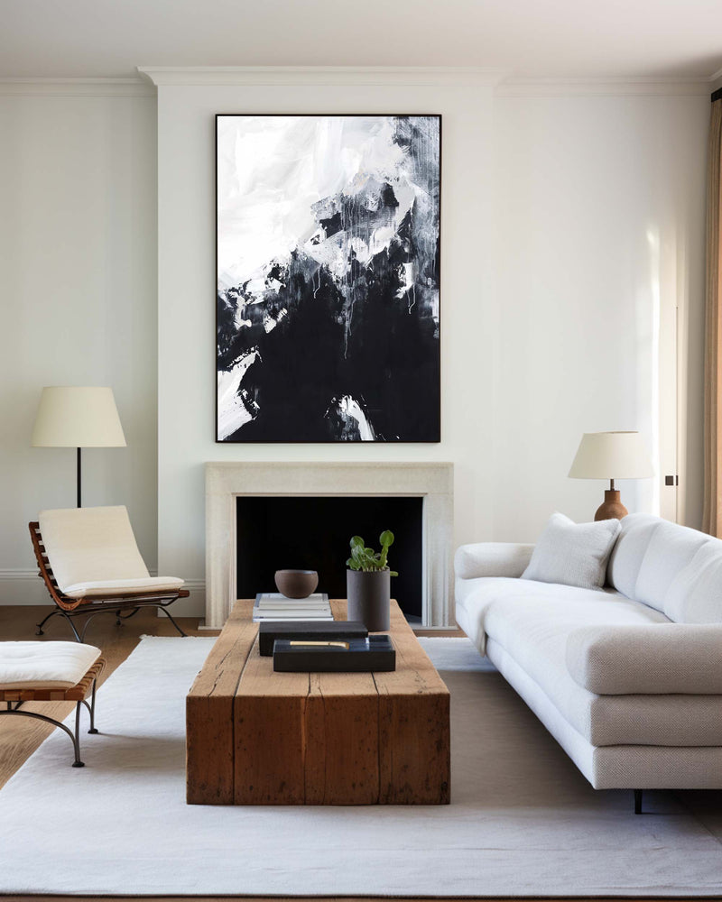 Black And White Abstract Painting Large Acrylic Wall Art Textured Abstract Art