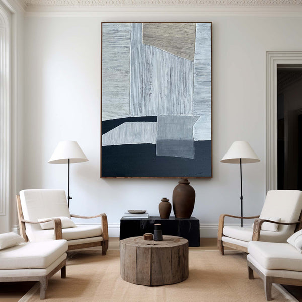 Extra large black and brown minimalist abstract artabstract acrylic painting for living room