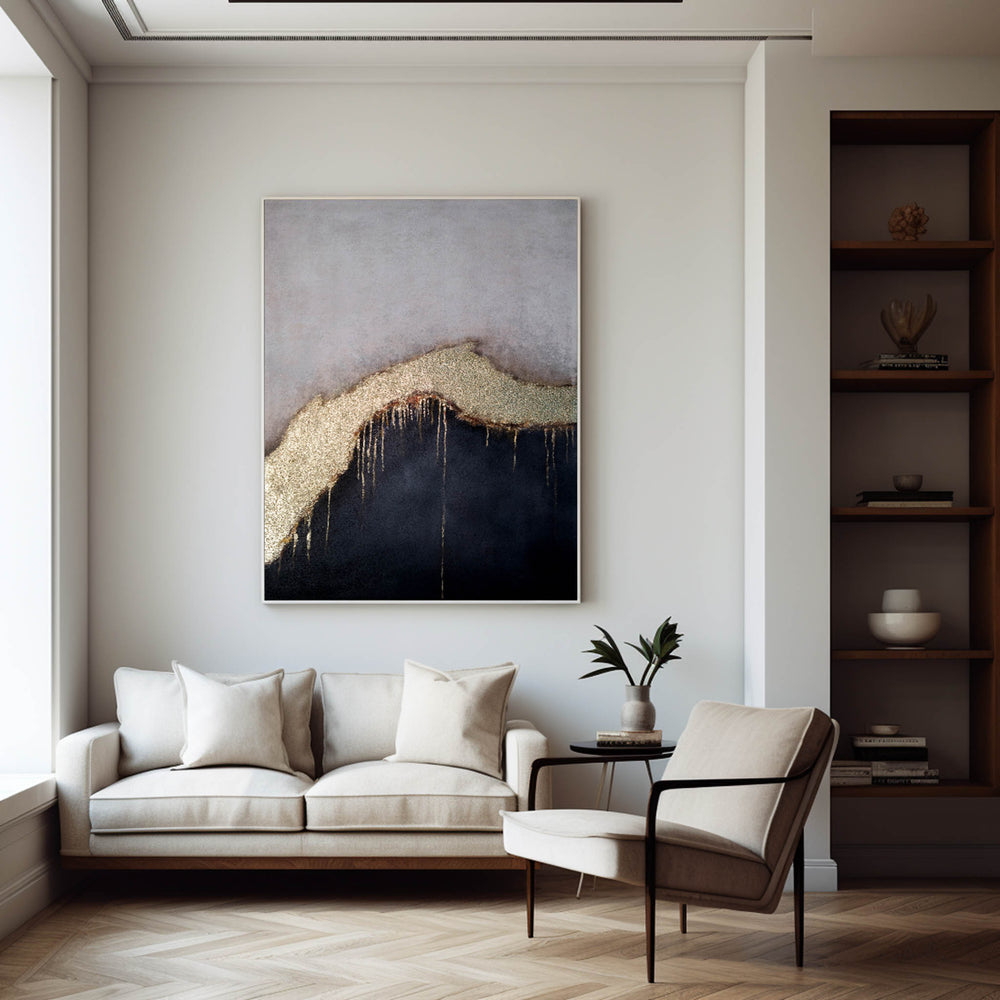Back And Gold Abstract Art Large Modern Art Canvas Vertical Canvas Art