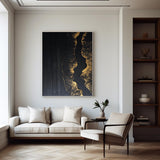 Modern Black Abstract Wall Art Extra Black Gold Large Canvas Large Oil Painting Modern Wall Decor Dining Room