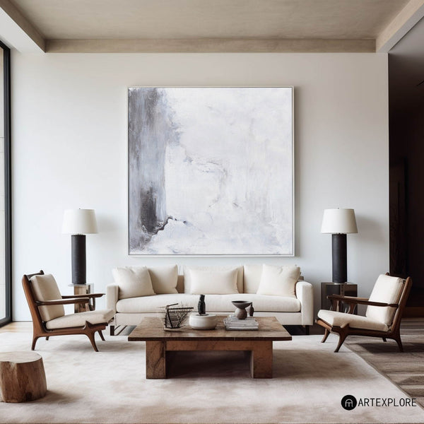 Large Grey And White Painting Modern Minimalist Art Minimal Art Painting