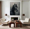 Large Black Horse Oil Painting Wild Horse Canvas Wall Art Black Steed Painting For Sale